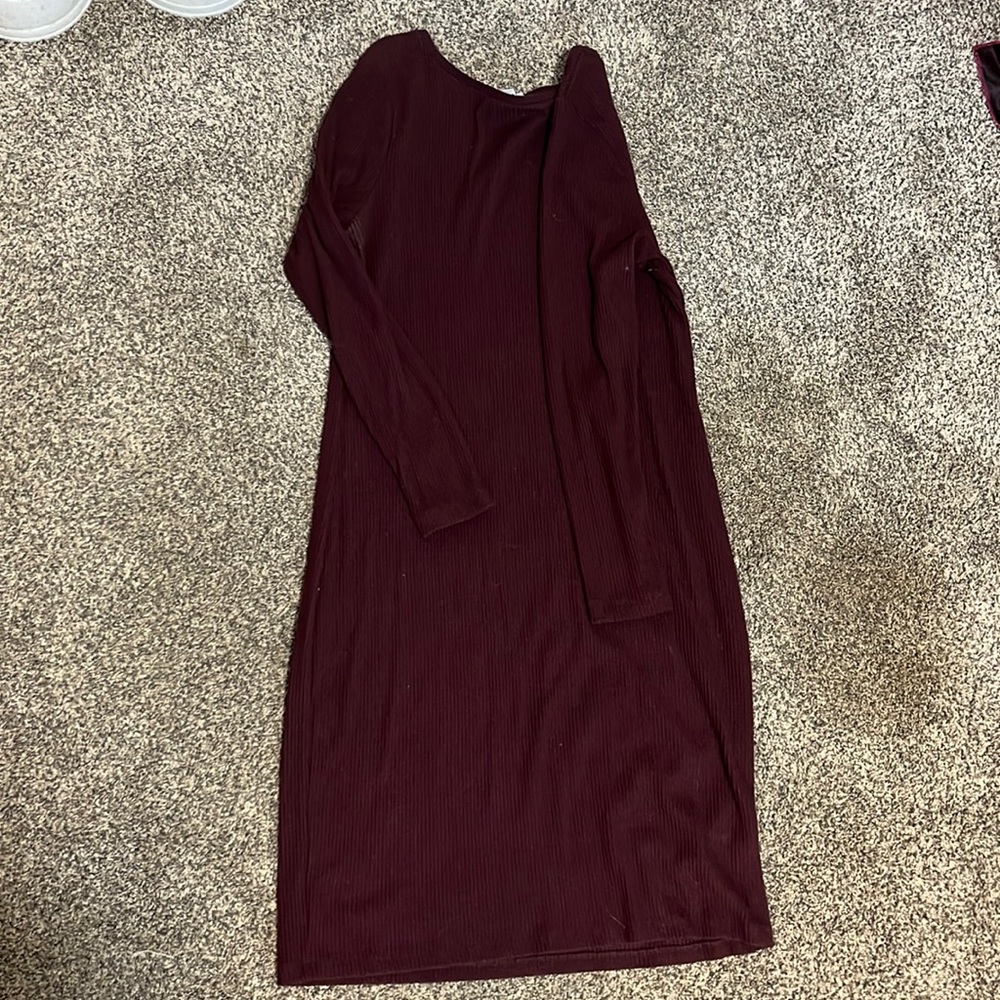 Dark purple ribbed sweater dress